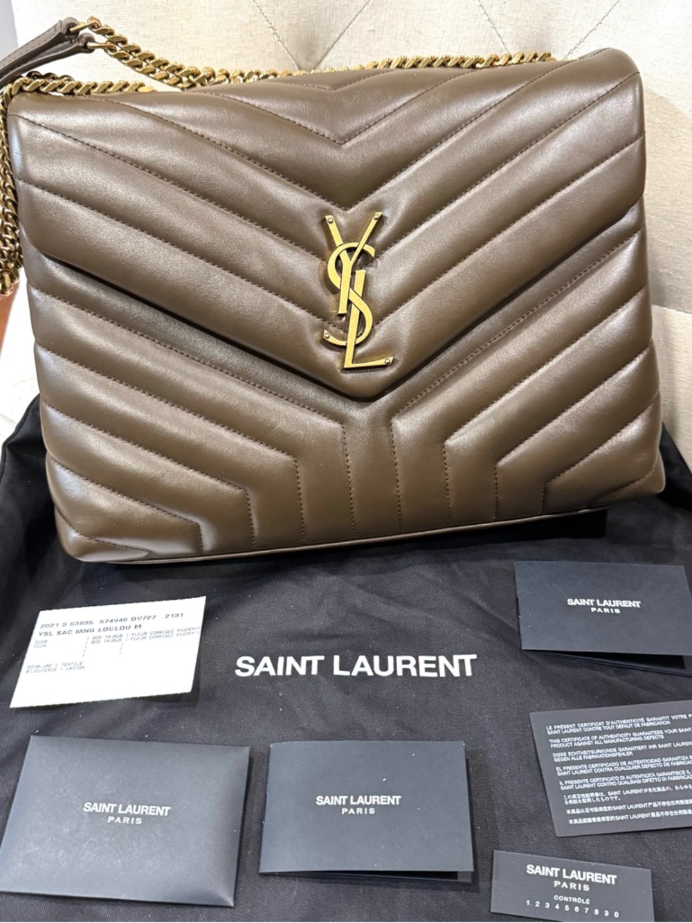 NWT YSL Yves Saint Laurent Medium LouLou Flapbag Calfskin Leather Shoulder Bag
